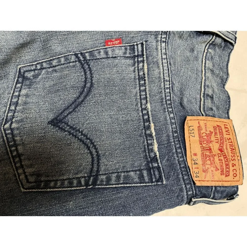 Levi's 517 Mens Bootcut Leg Utility Jeans Dark Wash Sz 34